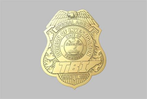 Tennessee Bureau of Investigation Badge TBI STL Format 3d CNC Digital ...