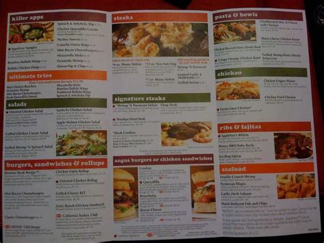 Printable Applebee's Menu