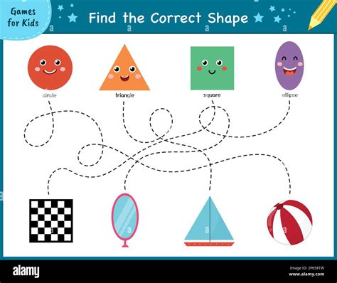 Find the correct shape. Maze game for kids. Learning shapes activity page Stock Vector Image ...