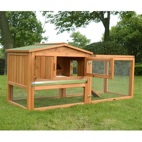 PawHut 62" Wooden Outdoor Guinea Pig Pet House / Rabbit Hutch Small ...