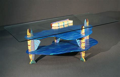 Sold at Auction: Tom Wood, Tom Dolan Painted and Decorated Wood Two Tier 'Speckled Fish' Glass ...
