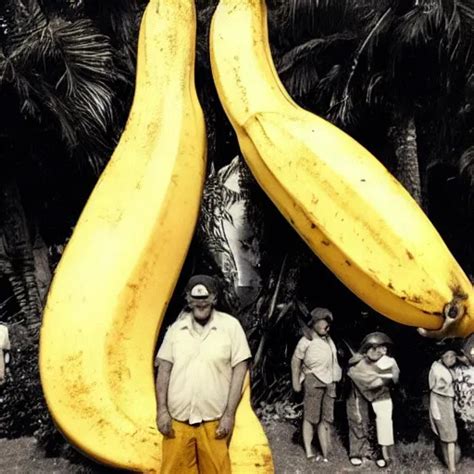 The world's largest banana, there are people standing | Stable Diffusion