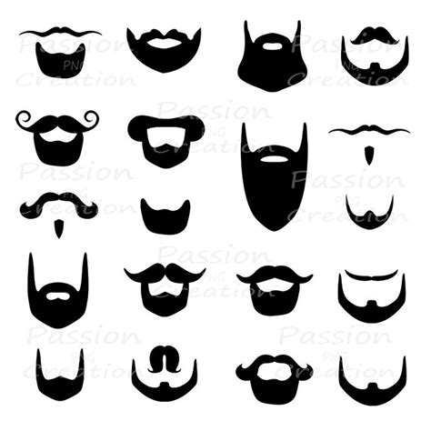 Digital Beard Clip Art, Clipart , Beard Silhouette, Card, Scrapbooking, Photo Prop, Photo Booth ...