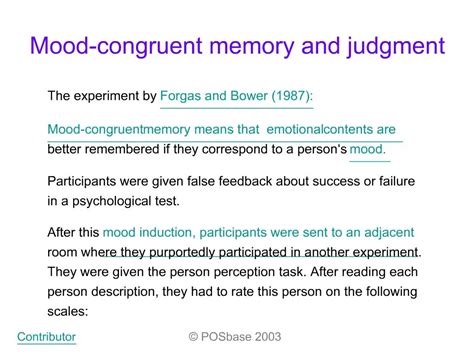 PPT - Mood-congruent memory and judgment PowerPoint Presentation, free ...