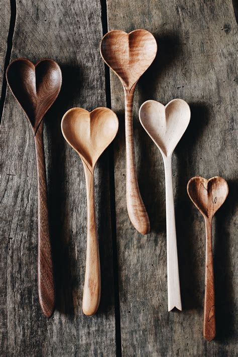 Wooden Heart Spoons Love Spoon Hand Carved Heart Spoon | Etsy | Wooden ...