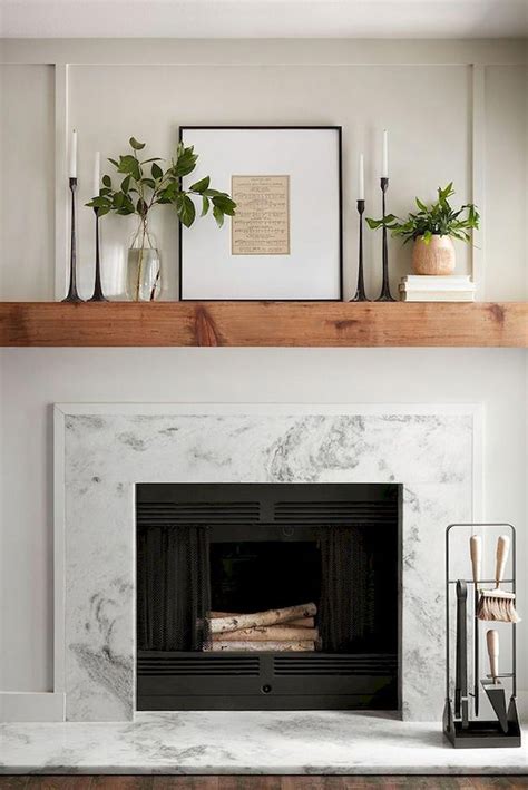 35+ BEST MODERN FARMHOUSE FIREPLACE MANTEL DECOR IDEAS - calandra news #whitelivingroom ...