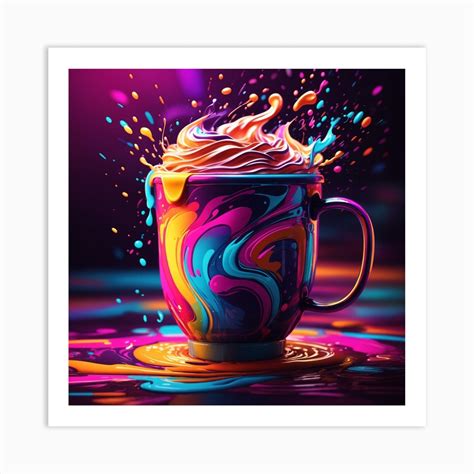 Colorful Coffee Cup Art Print by Karlajn Handmade - Fy