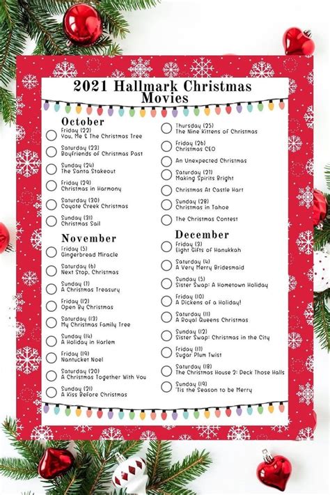 Hallmark Movie Checklist Printable - Printable Calendars AT A GLANCE