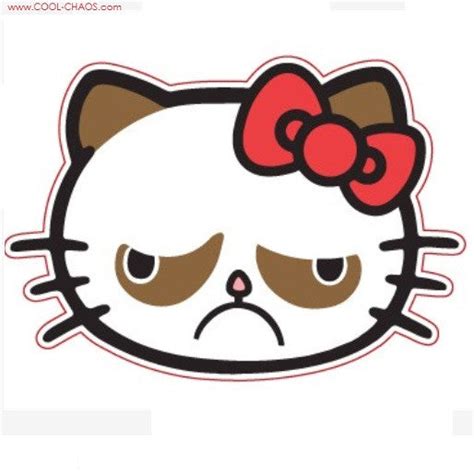 Hello Kitty Cat Grumpy Cat Sticker - Size 4.5 inches – COOL-CHAOS.COM