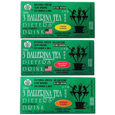 3 Ballerina Herbal Tea Dieters' Drink Extra Strength 3 Flavor Combo - Orange, Lemon, Cinnamon (3 ...