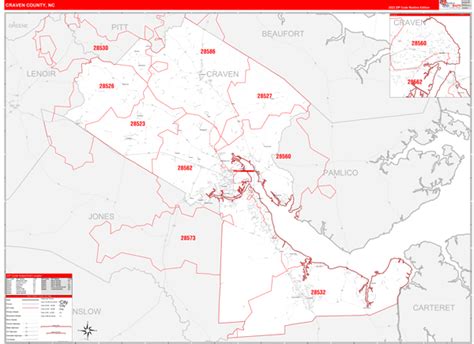 Wall Maps of Craven County North Carolina - marketmaps.com