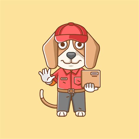 Premium Vector | Cute dog courier package delivery animal chibi ...