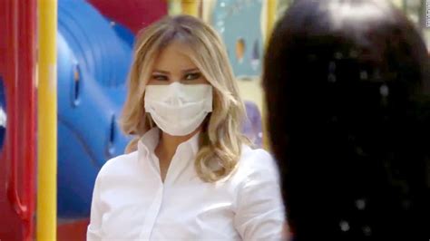 First lady Melania Trump posts video of herself wearing mask during visit to women's center ...