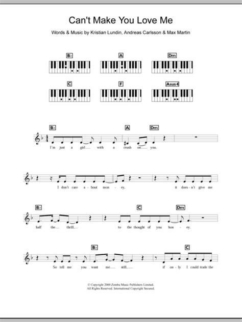 Can't Make You Love Me by Britney Spears Sheet Music for Piano Chords/Lyrics at Sheet Music Direct