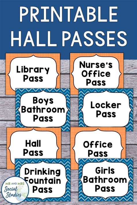 Printable Hall Passes | Hall Pass Template Editable for Middle School ...