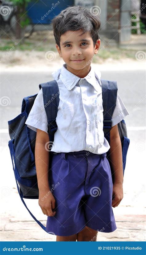 Indian School Children With Bags