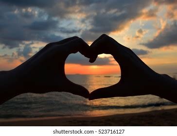 Hands Heart Shape Sea Sunset Background Stock Photo 2225184695 | Shutterstock