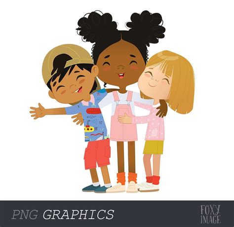 Best Friends, Kids Hugs, School Kids PNG, Hugs PNG Clipart, Boys and Girls, Digital Download ...