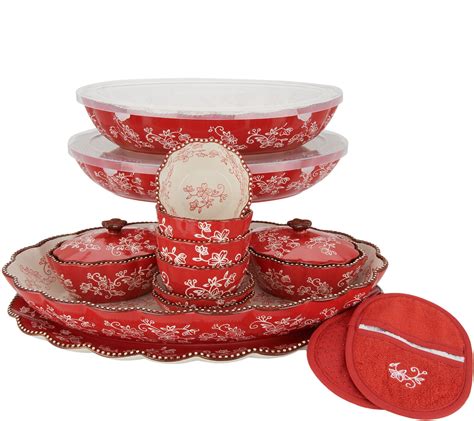 Temp-tations Floral Lace 17-Piece Entertaining Bakeware Set - QVC.com ...