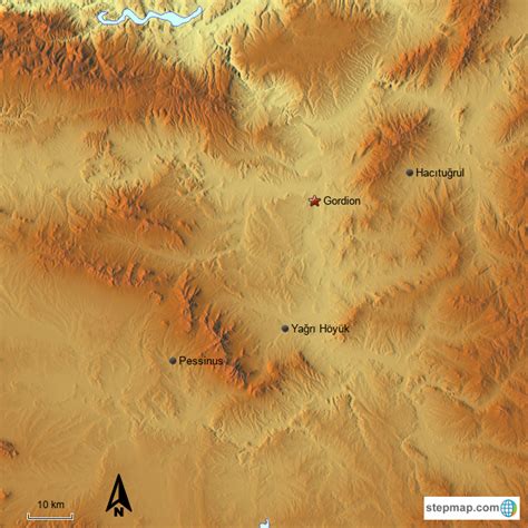 StepMap - Gordion area - Landkarte für Turkey