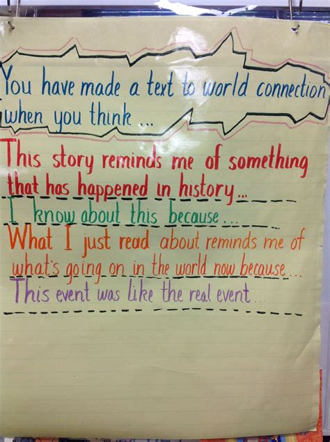 Did you make a text to world connection? | Text to world, Anchor charts, Connection