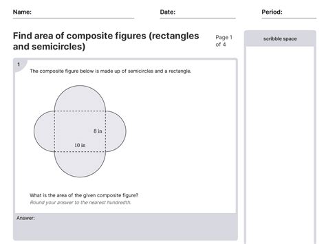 Find Area Of Composite Figures (Rectangles And Semicircles) Worksheets ...