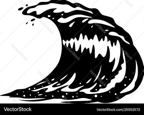 Ocean wave black and white Royalty Free Vector Image