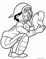 Printable baseball catcher coloring Pages For Kids sketch template