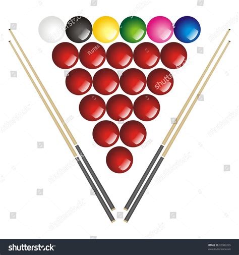 Snooker Balls Of Various Colors Arranged In Rows With Snooker Cues Stock Photo 92089265 ...