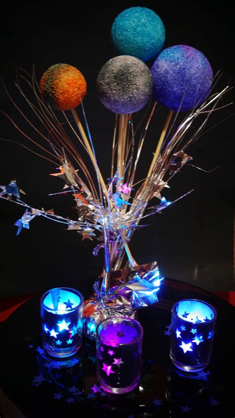 table decorations | Space theme party, Star centerpieces, Space birthday party