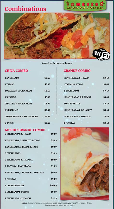 El Sombrero Mexican Cuisine menu in Melbourne, Florida, USA