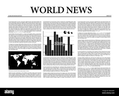 World news newspaper showing graph and world map Stock Photo - Alamy