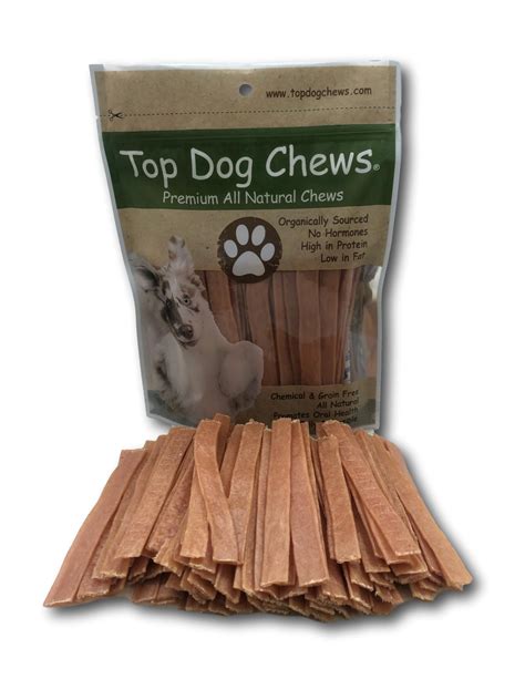 top dog chews are shown in front of the package