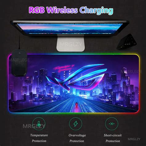 Asus Rog RGB Wireless Charging LED Mouse Pad Game Accessories Backlit ...