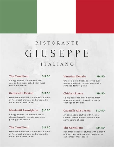 Free printable and customizable Italian menu templates | Canva