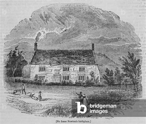 Image of Sir Isaac Newton's birthplace (engraving) by English School ...