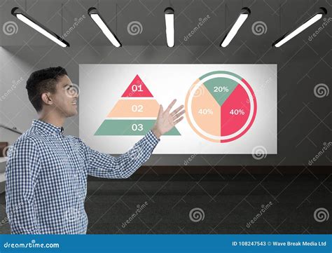 Businessman Presenting with Colorful Chart Statistics Stock ...