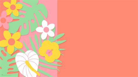 June 2018 Tropical Flowers Wallpaper - Sarah Hearts