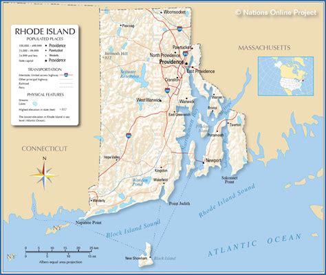 Reference Maps of Rhode Island, USA - Nations Online Project