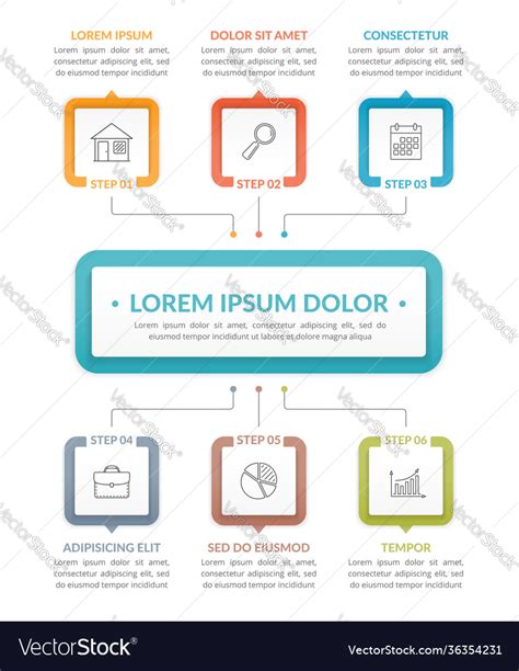 Infographic template with 6 steps Royalty Free Vector Image