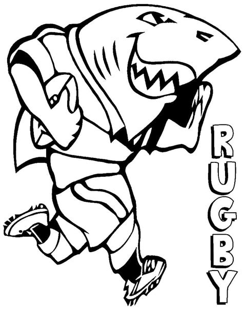 Målarbild Haj Spelar Rugby - Skiv ut gratis på malarbilder.se