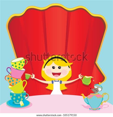 Alice Wonderland Unbirthday Party Invitations Room Stock Vector ...