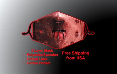 Hannibal Lecter Face Mask High Quality Print Graphic Filter Pocket 2 Filters Reusable Washable 3 ...