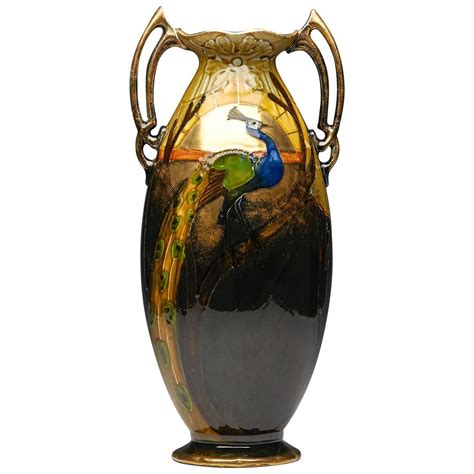 Art Nouveau Thomas Forester Peacock Vase, circa 1890 at 1stdibs