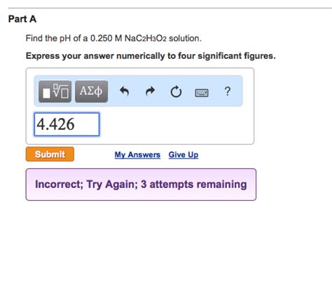 Solved: Part A Find The PH Of A 0.250 M NaC2H3O2 Solution.... | Chegg.com