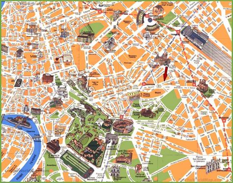 Places of interest in Rome map - Rome Italy points of interest map ...