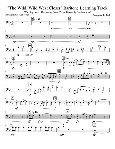 The Wild Wild West Closer Baritone Learning Track sheet music for Tuba ...