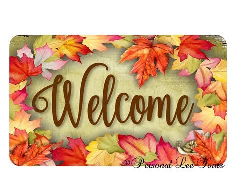 Fall Wreath Sign * Autumn Leaves Welcome * 3 Sizes * Lightweight Metal ...