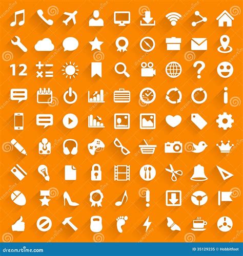 Vector White Icons With Drop Shadow. Stock Vector - Image: 35129235