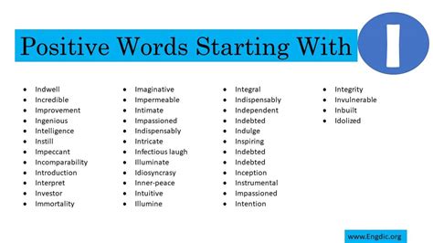 Positive Words Starting With I - EngDic